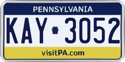 PA license plate KAY3052