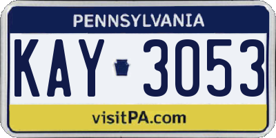 PA license plate KAY3053