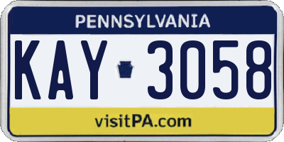PA license plate KAY3058