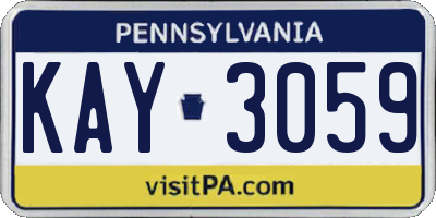 PA license plate KAY3059