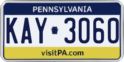 PA license plate KAY3060
