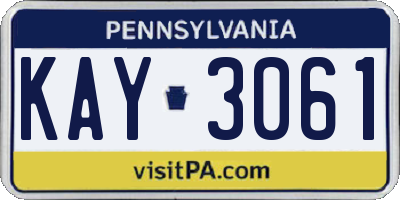 PA license plate KAY3061