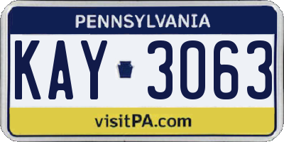 PA license plate KAY3063