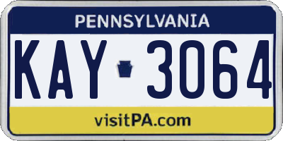 PA license plate KAY3064