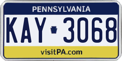PA license plate KAY3068