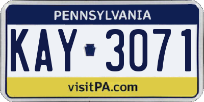 PA license plate KAY3071