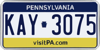 PA license plate KAY3075