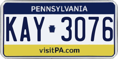 PA license plate KAY3076