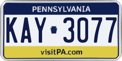 PA license plate KAY3077