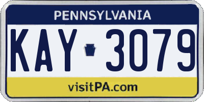 PA license plate KAY3079