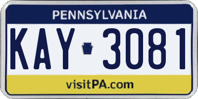 PA license plate KAY3081