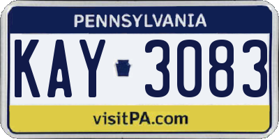 PA license plate KAY3083