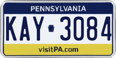 PA license plate KAY3084