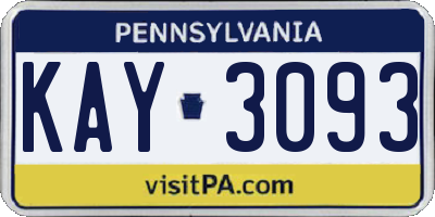 PA license plate KAY3093