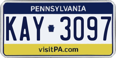 PA license plate KAY3097
