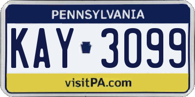 PA license plate KAY3099