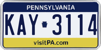 PA license plate KAY3114