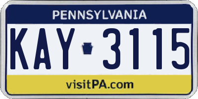 PA license plate KAY3115