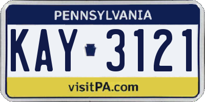 PA license plate KAY3121