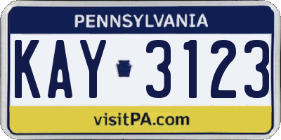 PA license plate KAY3123