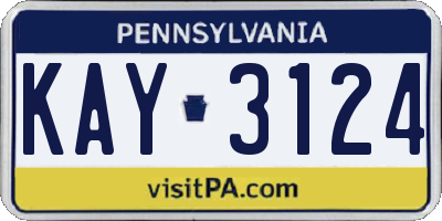 PA license plate KAY3124