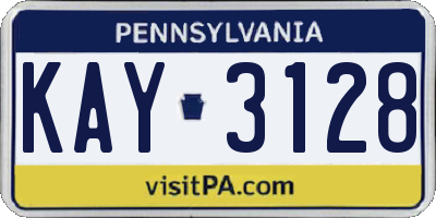 PA license plate KAY3128