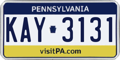 PA license plate KAY3131