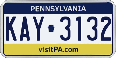 PA license plate KAY3132