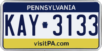 PA license plate KAY3133