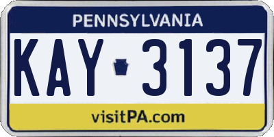 PA license plate KAY3137