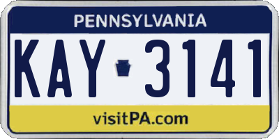 PA license plate KAY3141