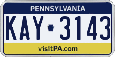PA license plate KAY3143