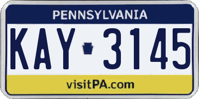 PA license plate KAY3145