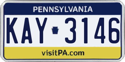 PA license plate KAY3146