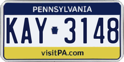 PA license plate KAY3148
