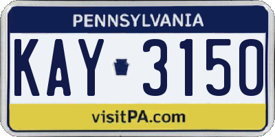 PA license plate KAY3150