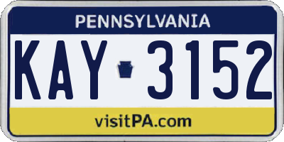 PA license plate KAY3152