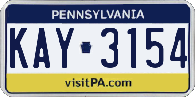 PA license plate KAY3154