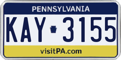 PA license plate KAY3155