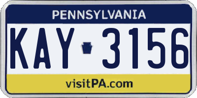 PA license plate KAY3156