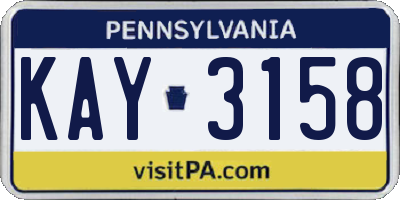 PA license plate KAY3158