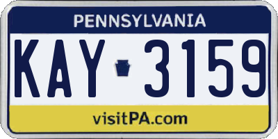 PA license plate KAY3159