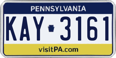 PA license plate KAY3161