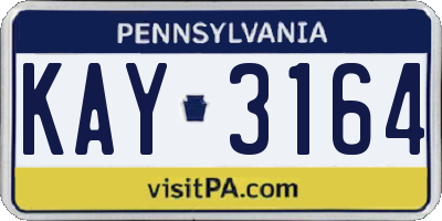 PA license plate KAY3164