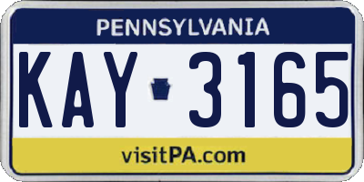 PA license plate KAY3165