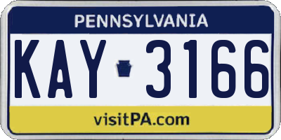 PA license plate KAY3166