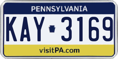 PA license plate KAY3169