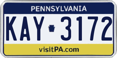 PA license plate KAY3172