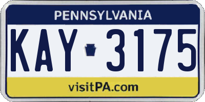 PA license plate KAY3175