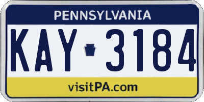 PA license plate KAY3184